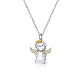 925 Sterling Silver Holy Angel Pendant Necklace Fashion Jewelry For Women