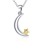 Silver Moon And Golden Star Just For Special Day Wholesale Pendant Necklace