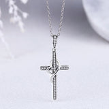 S925 Sterling Silver Love Faith Necklace Oxidized Zircon Pendant Necklace