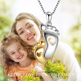 Mother and Child Love Necklace 925 Sterling Silver Foot Necklace For Women