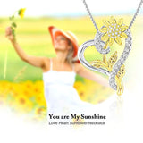 Sunlower Necklace for Women Cubic Zirconia Love Heart Pendant Necklace Jewelry