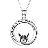 Keep Me In Your Heart Engraved Circle Pet Dog Animal Necklace With Zirconia