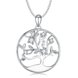 Environmental Friendly Silver Necklace Tree Circle Charm Necklaces