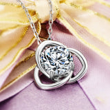 925 Sterling Silver Luxury White Zircon Pendant Fashion Love Chain Necklace For Women Jewelry Gift