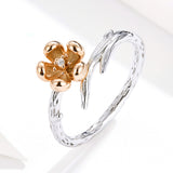 S925 sterling silver plum ring white gold and rose gold plated brushed zircon ring
