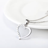 Cubic Zirconia Heart Pendant Necklace Valentine's Gifts Silver Jewelry