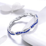 S925 Sterling Silver Twisted Charm Ring White Gold Plated Cubic Zirconia Ring