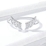 925 Sterling Silver Flying Wings Open Finger Rings for Women Adjustable Free Size Original Design Jewelry