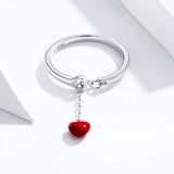 S925 Sterling Silver First Meet heart shaped Ring Platinum Plated Epoxy Ring
