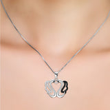 Beautiful Bouble Swan Heart Shape Pendant Necklace
