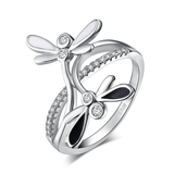 Silver Dragonfly Cubic Zirconia Rings