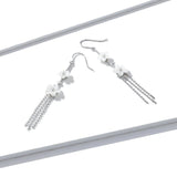 White Pure Shell Floral Long Tassel Drop Earrings for Women Genuine 925 Sterling Silver Fashion Holiday Jewelry