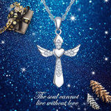 S925 Sterling Silver Cross Necklace Angel Heart Pendant Jewelry Cross-Border Exclusive