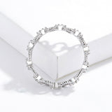 S925 sterling silver geometric ring white gold plated cubic zirconia ring