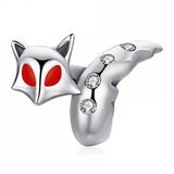 Silver  Fox Animal Beads Charms 