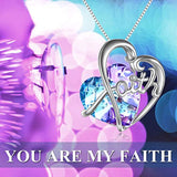 Faith Necklace for Women 925 Sterling Silver Faith  Crystal Jewelry Gifts for Women Girls