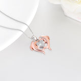 Dolphin Heart Necklace Cute Ocean Animal Human Friends Necklace