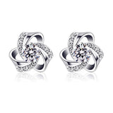 S925 Sterling Silver Personality Temperament Wild Rotating Flower Micro-Set Earrings Jewelry Cross-Border Exclusive
