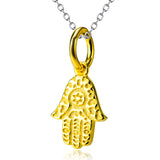 Silver Simple Golden Hamsa Hand Shaped Pendant Necklace For Gift