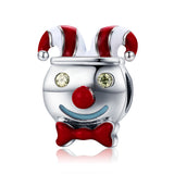 Silver Oxidized Epoxy Zircon Circus Clown Charms