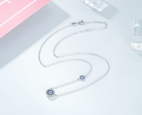 Blue Eye birthstone  Zircon Pendant S925 Sterling Silver Clavicle Chain Necklace