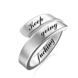 925 Sterling Silver Ring Keep Fucking Going Ring Inspirational Gifts for Women