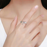 925 Sterling Silver Bird & Spring Tree Leaves Rings for Women and Girlfriend Sterling Silver Jewelry