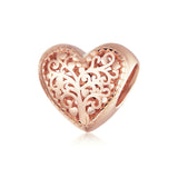 925 Sterling Shining Silver Beautiful Rose Gold Color Tree of Life Heart Charm Fashion Jewelry For Women