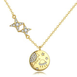 925 Sterling Silver Mystery Galaxy Gold Color Pendant Necklaces for Women and Girlfriend Necklace Jewelry