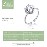925 Sterling Silver Beautiful  Colorful Licorne Open Rings Precious Jewelry For Women