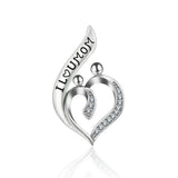 S925 sterling silver heart CZ necklace pendant jewelry for mother's day