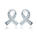 S925 Sterling Silver Fashion Simple Micro-Set Ribbon Earrings Jewelry Cross-Border Exclusive