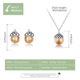 925 Sterling Silver Shining Acorns Pendant Necklace and Earring Fashion Jewelry For Women