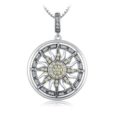  Silver Celestial Sun Cubic Zirconia Pendant Necklace 