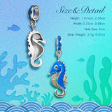 Miss Hippocampus Women Valentines Charms Gifts 925 Sterling Silver Blue Enamel Dangle Bead Charms for Bracelets Necklaces Birthday Graduation Gifts for Her