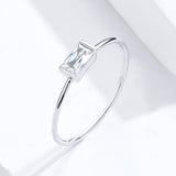 S925 Sterling Silver Square Zircon Ring White Gold Plated Cubic Zirconia Ring