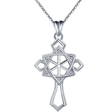 S925 sterling silver Geometric triangle cross necklace pendant European and American fashion accessories