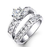 Bride and groom wedding ring set crystal gemstone rings