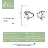 925 Sterling Silver Colorful Heart Stud Earrings Precious Jewelry For Women