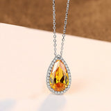 S925 sterling silver Drop-shaped cubic zircon  pendant necklace for women