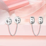 My Love Safety Chain Charms 925 Sterling Silver Connection Chain Charms with Love Safety Chain Fit All Bracelet for Protect and Extend Your Bracelet