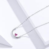 S925 Sterling Silver Ambiguous Pendant Necklace White Gold Plated Zircon Necklace