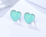 S925 Sterling Silver Earrings Female Korean Sweet Temperament Epoxy Jewelry Heart Stud Earrings Wholesale
