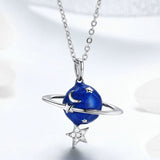 925 Sterling Silver Mystery Planet Moon Star Necklaces Pendants for Women Fashion Jewelry
