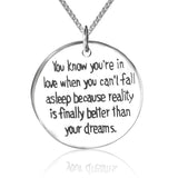you know you are in love when you can't fall sleep necklace design