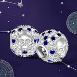 Skull with Blue Cubic Zirconi Charm Beads Fit Bracelet/Necklace Jewelry Gift for Women Girls