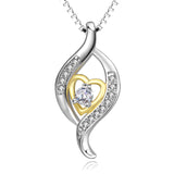 Gold Color Necklace Heart Cubic Zirconia Silver Jewelry Wholesale Design