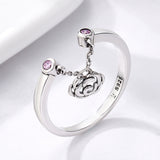 S925 Sterling Silver Rose Story Ring Oxidized Zircon Ring