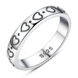 Personalized  heart-shaped single row heart-shaped ring S925 sterling silver simple