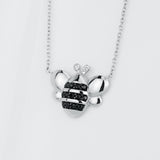 Black Zirconia Bee Necklace Animal Friends Like Silver Necklace